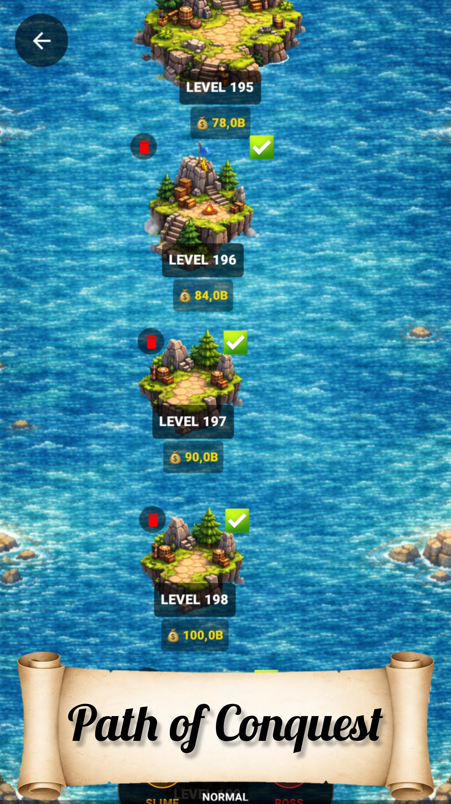 Path of Conquest — island levels on the campaign map